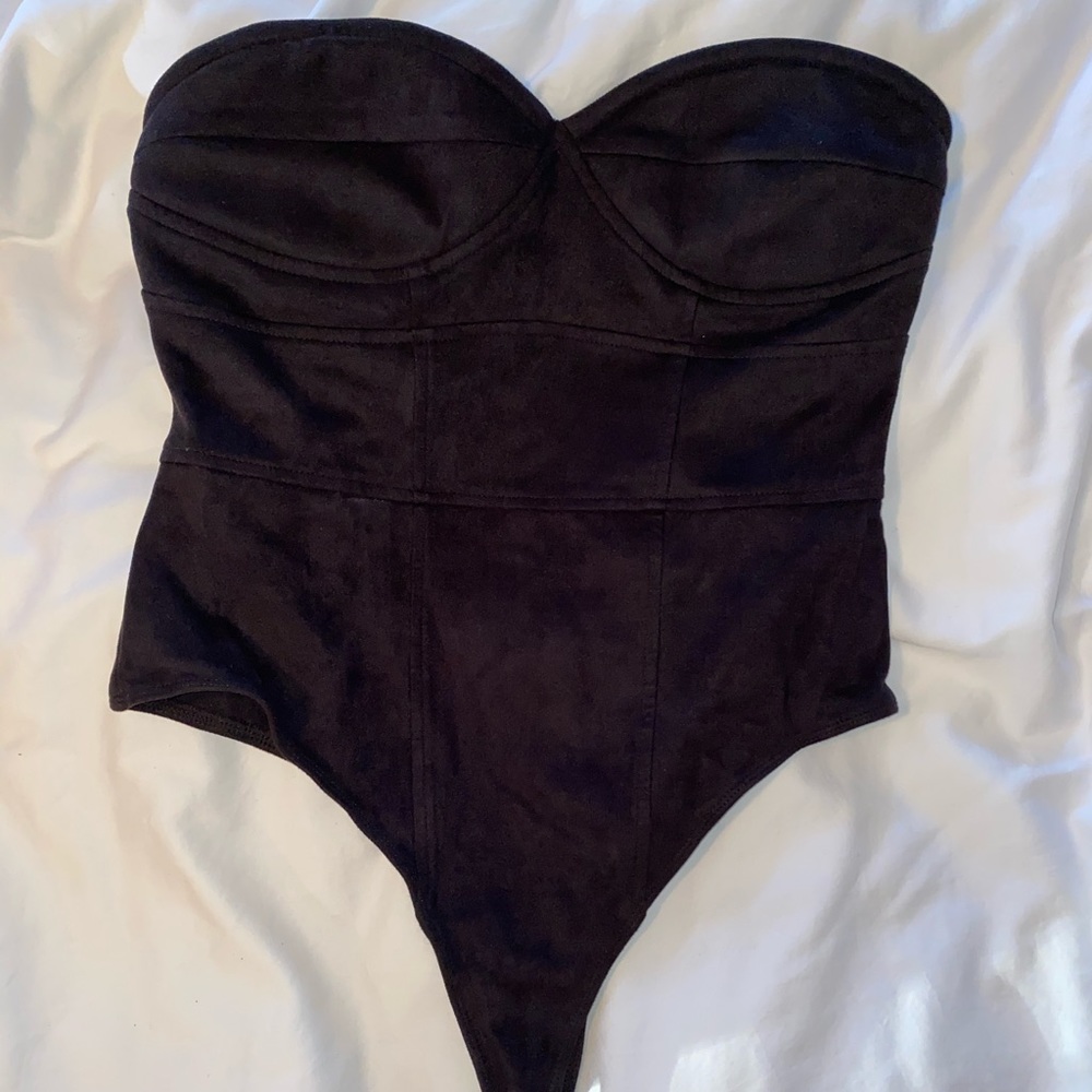 By The Way black suede bodysuit - M